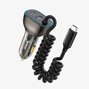 Auto punjač Car charger od 30 W s dva priključka i spiralnim USB-C kabelom Max BWOO