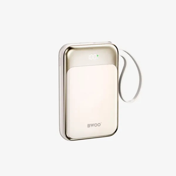 BWOO 10000 mAh magnetska prijenosna baterija s ugrađenim kabelom za punjenje