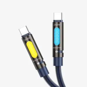 BWOO USB-C na USB-C crni 240W kabel za punjenje s RGB ambijetalnim osvjetljenjem i aromaterapijom, 240W, 1.2 m