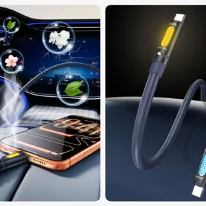 BWOO USB-C na USB-C crni 240W kabel za punjenje s RGB ambijetalnim osvjetljenjem i aromaterapijom, 240W, 1.2 m